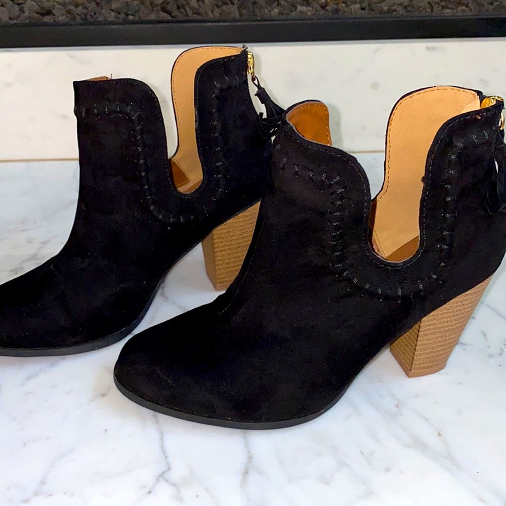 Cupid Suede Look Cut Out Design Booties